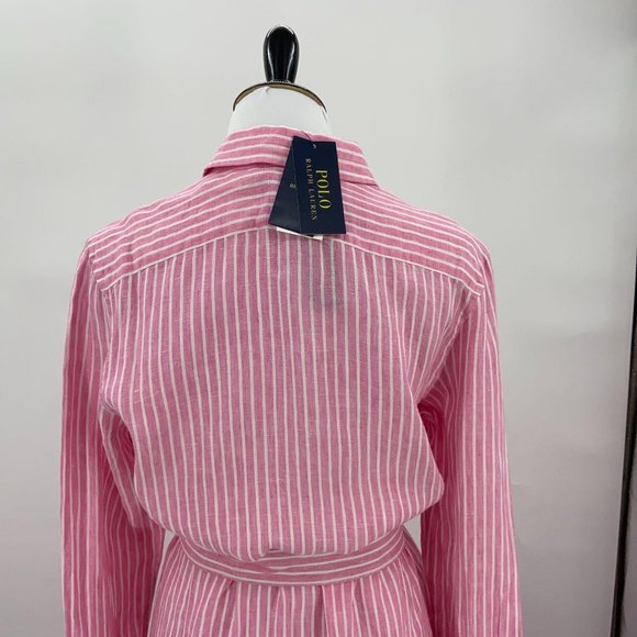 Maxi ShirtDress NWT Linen PinkWhite Ralph Lauren - Picture 10 of 14